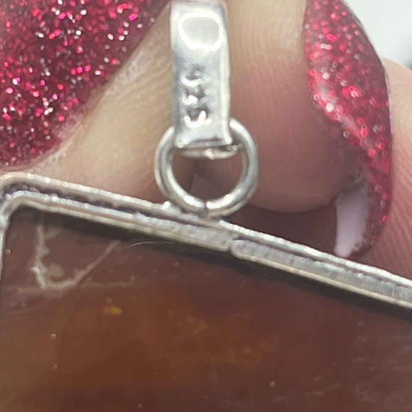 Sterling Mookaite Gemstone Pendant in Trapezoidal and Oval Shapes - Picture 2 of 2